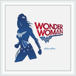 cross stitch pattern wonder woman princess amazon silhouette superhero comics monochrome counted crossstitch pattern pdf