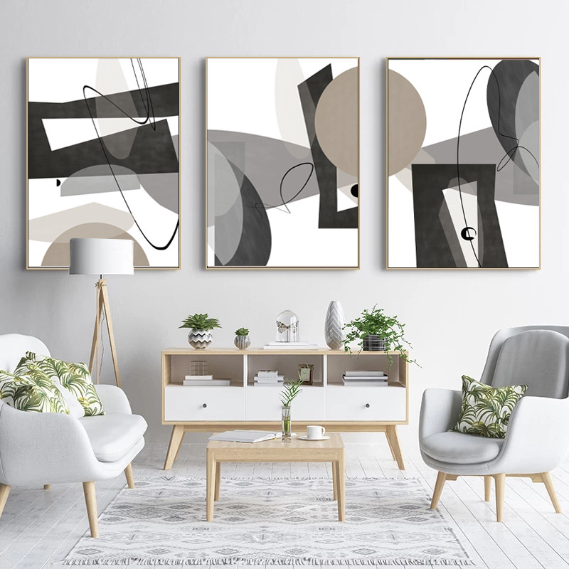 Black Gray Prints, Abstract Painting Set Of 3, Digital Wall Art, Abstract Poster, Wall Decor Diy, Monochrome Artwork