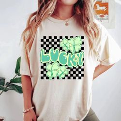 lucky shamrock shirt comfort colors shirt, lucky st patricks day shirt, rtro st patricks day shirt, shamrock shirt, luck