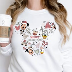 merry christmas mickey ear sweatshirt, mickey and friends christmas shirt, christmas disney shirt, mickey christmas shir