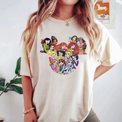 princess mickey mouse comfort colors shirt, princess mickey head shirt, all disney princesses shirt, disneyworld shirt,