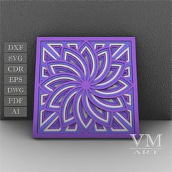 f01 - layered flower svg, 3d flower mandala, laser cut file mandala dxf file, layered mandala svg for cricut, 3d flower