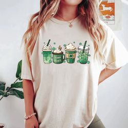 st. patrick's coffee comfort colors shirt, lucky latte st patricks day shirt, retro st patricks shirt, retro shamrock sh