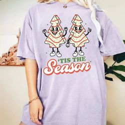 tis the season christmas tree cake comfort colors shirt, little debbie tree cake shirt, tree cake holiday shirt, christm