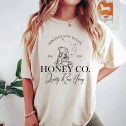 winnie the pooh hundred acre woods honey co comfort colors shirt, vintage pooh bear shirt, disneyworld shirt, disneyland