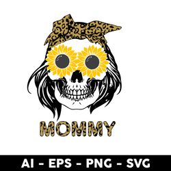 leopard mommy svg, skull mom life svg, mother's day svg, png dxf eps digital file - digital file