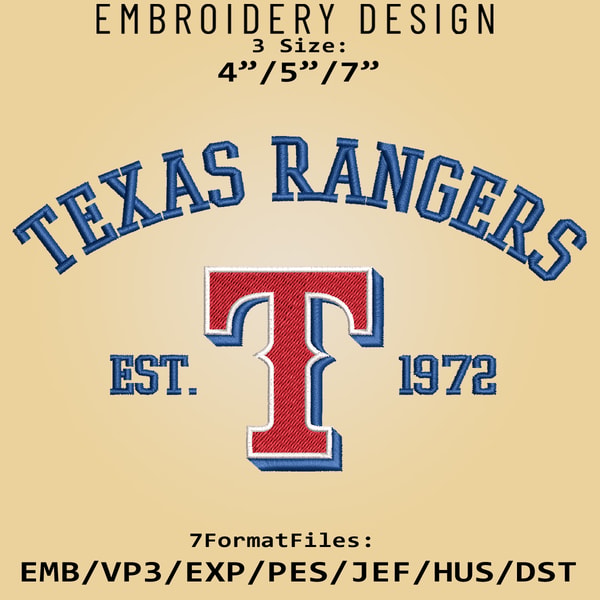 Texas Rangers Embroidery Designs, MLB Logo Embroidery Files, | Inspire ...