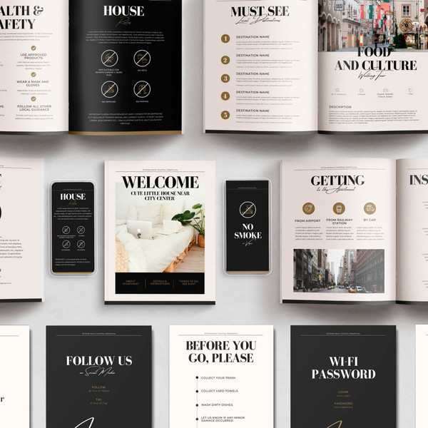 Airbnb Host Bundle, Welcome book template, guest book, welcome guide rental template, house manual, wifi password, canva (1).jpg