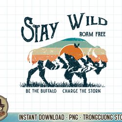 retro buffalo mountain sunset stay wild roam free western t-shirt copy png sublimation