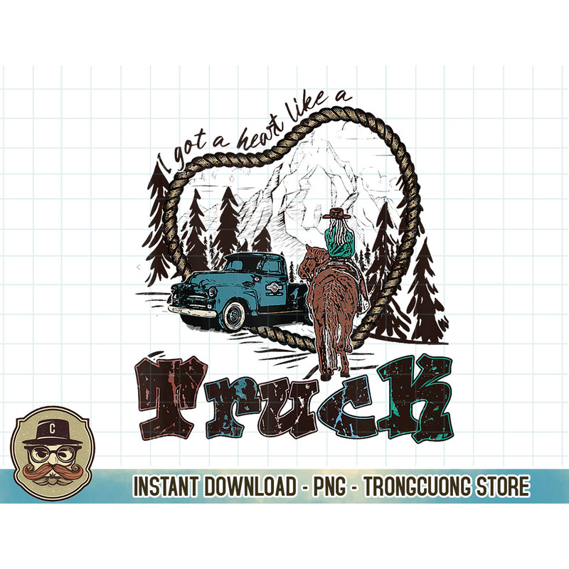 Retro Cowgirl Riding Got A Heart Like Truck Western Country Tank Top copy.jpg