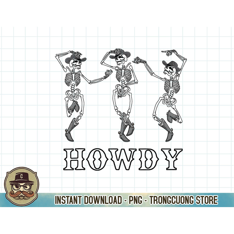 Retro Howdy Skeleton Cowgirl Dancing Cowboy Boots Horse T-Shirt copy.jpg