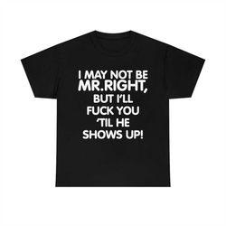i may not be mr. right but i'll fuck you until he shows up t-shirt