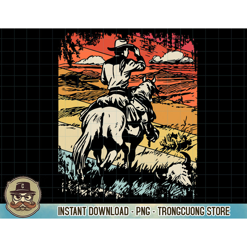 Retro Vintage Cowboy Riding Horse Western Country Distressed T-Shirt copy.jpg