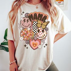 comfort colors retro smiley mama shirt, mom shirt for mom for mother's day, funny mom shirt, mama t shirt, mama smiley t