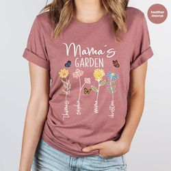 custom mothers day shirt, personalized mom gift, mothers day gift, mama's garden t-shirt, customized mom tee, mother gif