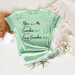 personalized great grandma shirt, to be shirt, mom est grandma est great grandma est heart, shirt for great grandma, gre
