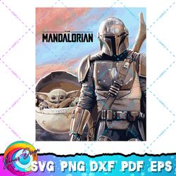 star wars the mandalorian the child painting png, svg, sublimation design, star wars svg, digital download