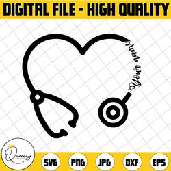 personalized name svg for decal, iron on heart stethoscope svg nurse svg your name heart stethoscope svg file silhouette