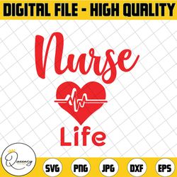 nurse life svg eps dxf png files for cutting machines cameo cricut, girly, cna svg, nursing svg, rna svg, stethoscope, c