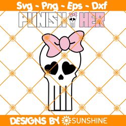 Punish Her Svg PNG, Skull Punish Svg, Cute Halloween Svg, Punisher Logo With Bow SVG, File For Cricut