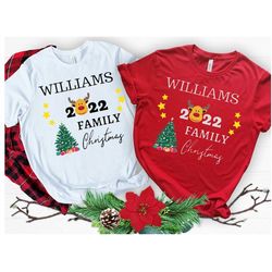 custom family christmas shirt, personalized 2022 family tshirt, family matching shirt, family reindeer christmas shirt,