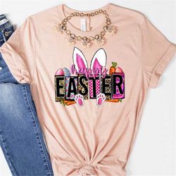 happy easter bunnies shirt, happy easter shirt, easter bunny shirt, cute easter shirt, leopard bunny shirt, bunny shirt,
