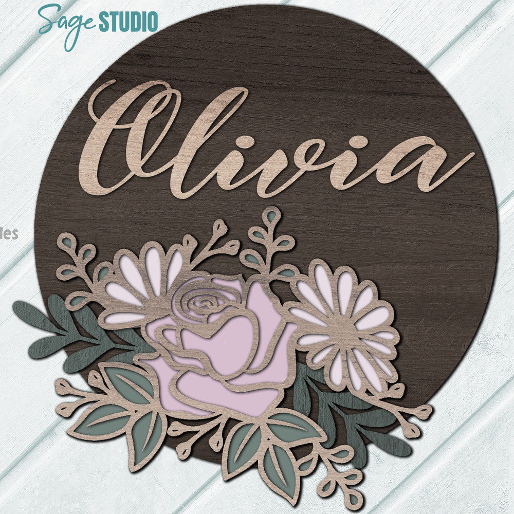 Rose Daisy SVG Laser Cut Files Nursery Decor SVG Monogram SVG Glowforge Files 6 SS.png