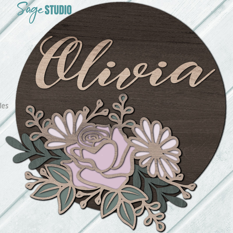 Rose Daisy SVG Laser Cut Files Nursery Decor SVG Monogram SVG Glowforge Files 6 SS.png