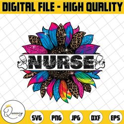it takes a lot of sparkle to be a nurse png, leopard colorful sunflower gifts, design sublimation, png file download,ste