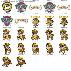 Collection CARTOON CHARACTERS PAW PATROL RUBBLE Embroidery Machine Designs PES JEF HUS DST EXP VIP XXX