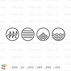 four elements svg symbols cricut silhouette dxf clipart png