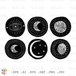 mystical moon svg celestial moon phases clipart png