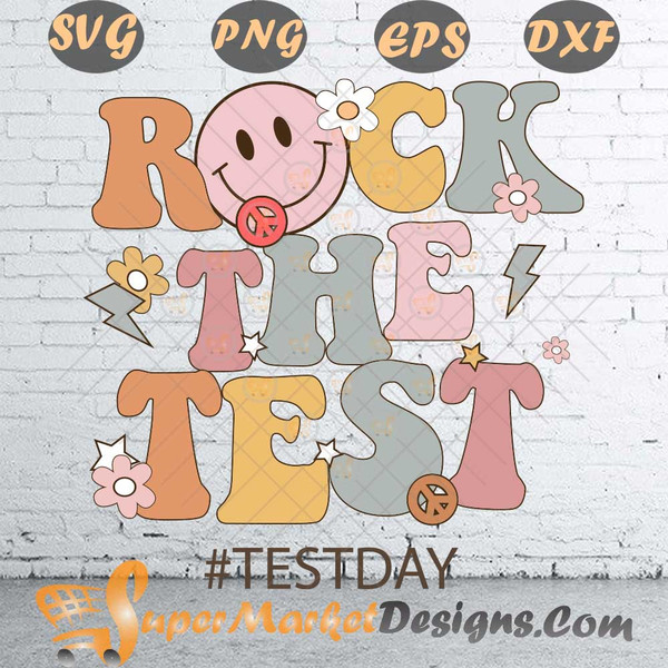 Rock the testing day retro motivational SVG PNG DXF EPS.jpg