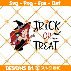 Ariel Mermaid Trick Or Treat Svg, Trick Or Treat Svg, Mermaid Witch Halloween SVG , GIft for HAlloween Svg