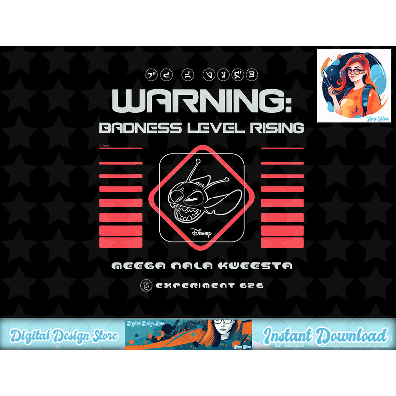 Disney Lilo & Stitch - Warning Badness Level Rising T-Shirt copy.jpg