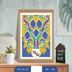 family tree 5 members 3d light box svg, shadow box template, paper cutting template, light box svg files, 3d papercut li