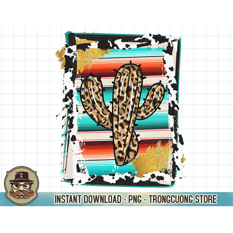 SERAPE CACTUS - Leopard Cow Pattern Print Cowgirl Rodeo T-Shirt copy.jpg