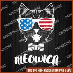 meowica cat 4th of july patriotic day, cat america flag gifts png file design png printable - digital print design
