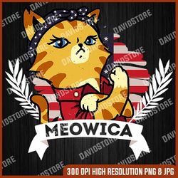 cat 4th of july meowica merica men usa american flag file png cat sublimation design, american flag png - png printable