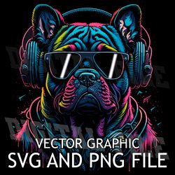 pug in headphones svg png download digital sublimation files