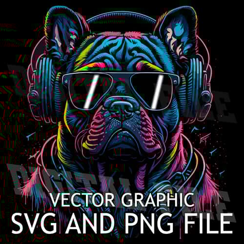 Pug in Headphones SVG PNG DOWNLOAD DIGITAL SUBLIMATION FILES