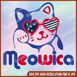 meowica america flag, cat lover gift, 4th of july, cat patriotic meowica png file sublimation design