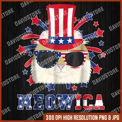 meowica america flag, cat lover gift, firework png 4th of july, cat patriotic meowica png file sublimation design