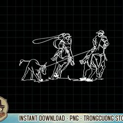team roping rodeo cowboy western country one line art t-shirt copy png sublimate