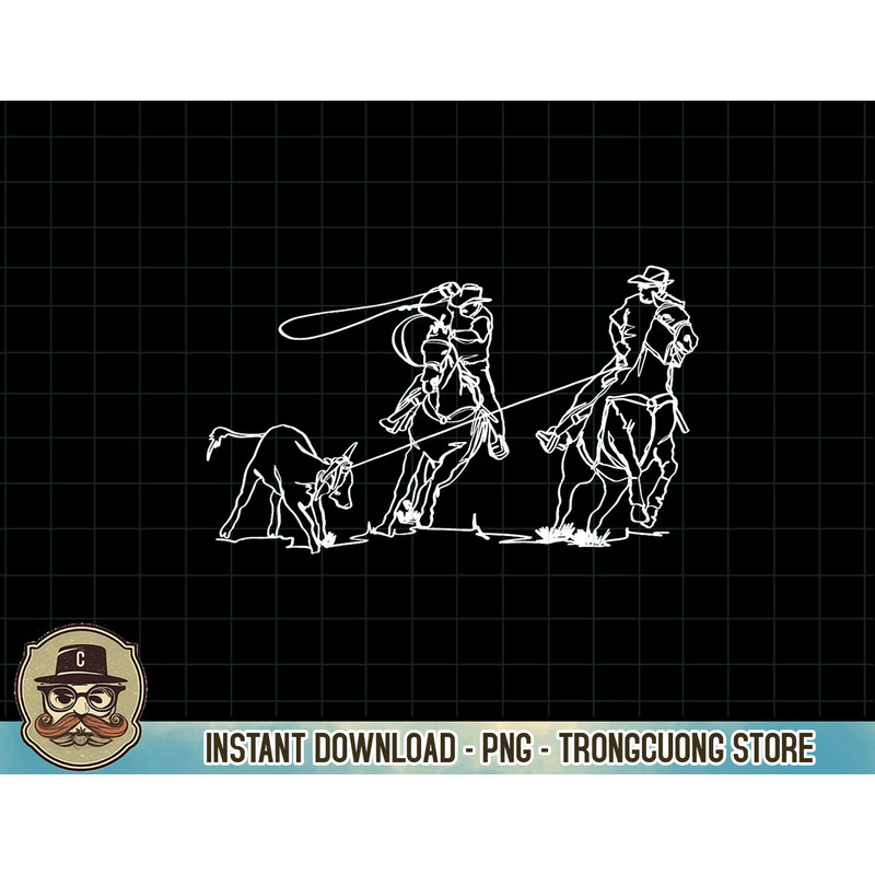 Team Roping Rodeo Cowboy Western Country One Line Art T-Shirt copy.jpg