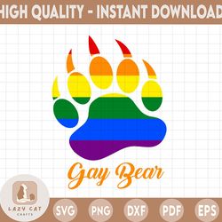 Bear LGBTQ Pride svg, Cricut Cut File, png eps, Clipart Digital File, LGBTQ pride svg, lesbian & gay pride sublimation d