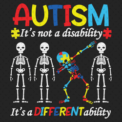 autism its not a disability svg, autism svg, autism skeleton svg, dabbing skeleton svg, different ability, autism quote