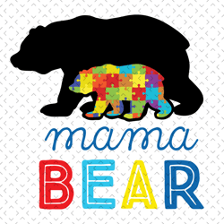 mama bear autism svg, autism svg, mothers day svg, autism bear svg, mama bear svg, autism child svg, bear puzzle svg, au