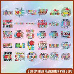 colorful teacher png bundle, teaching, funny teacher designs, teacher png sublimation print, teacher sublimation