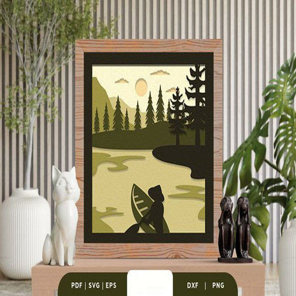 Fishing in the Lake 3D Shadow Box, Shadow Box Template, Pape - Inspire  Uplift
